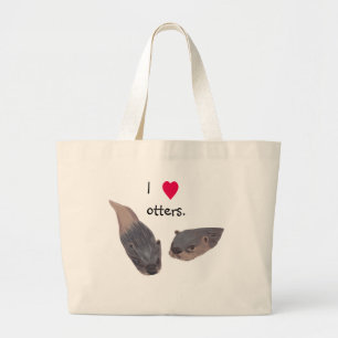 I heart otters canvas tote bags