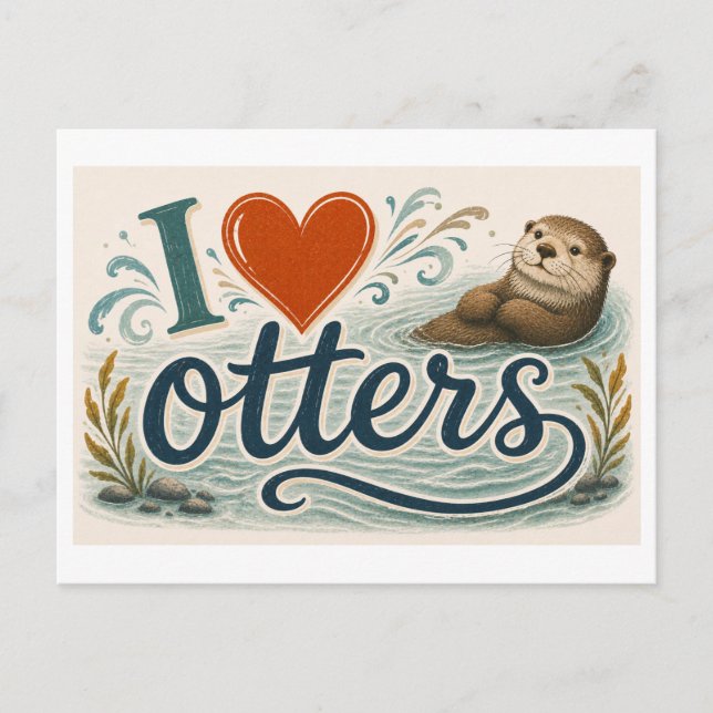 "I [Heart] Otters" Postcard (Front)
