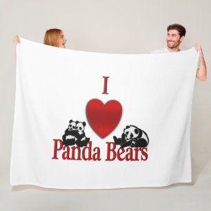 I Heart Panda Bears Fleece Blanket