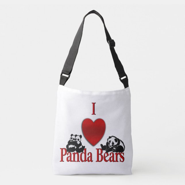 I Heart Panda Bears Fun Crossbody Bag (Front)
