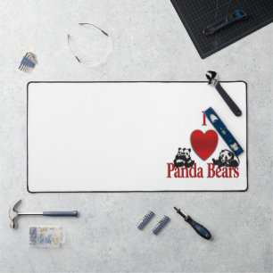 I Heart Panda Bears Fun Desk Mat