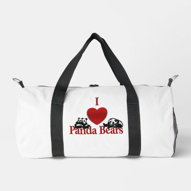 I Heart Panda Bears Fun Duffle Bag (Front)