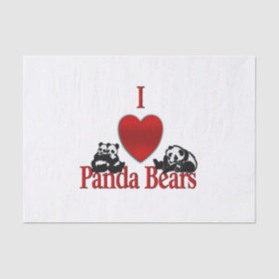 I Heart Panda Bears Fun Tissue Paper