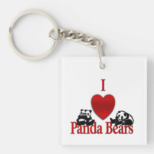 I Heart Panda Bears Keychain