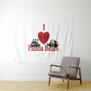 I Heart Panda Bears Tapestry