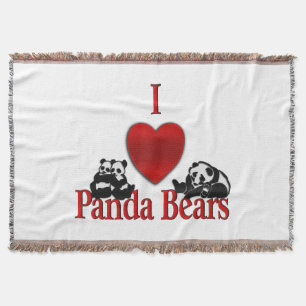 I Heart Panda Bears Throw Blanket