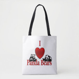 I Heart Panda Bears Tote Bag