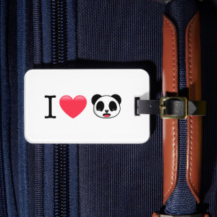 I Heart Panda on White Luggage Tag