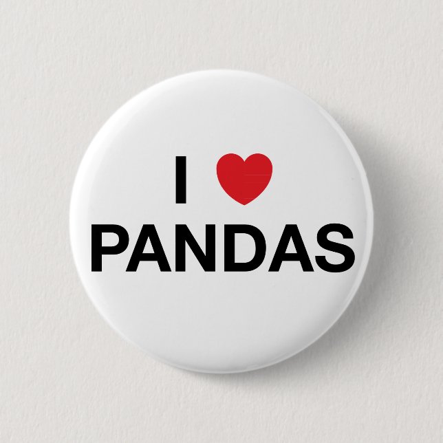 I HEART PANDAS Badge Pin (Front)