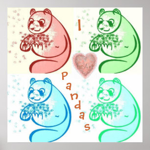 I Heart Pandas Poster