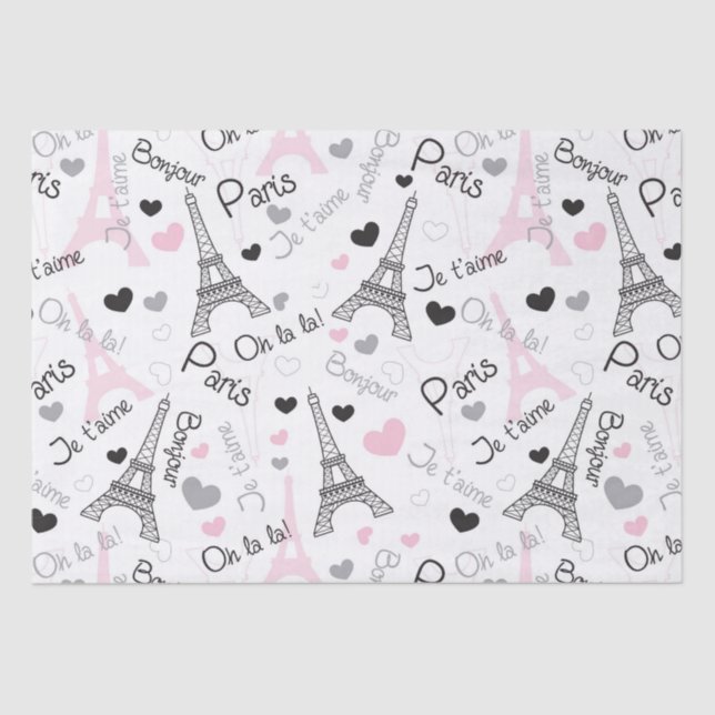 I Heart Paris Eiffel Tower Tissue Paper (Front)