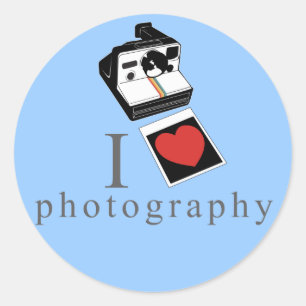 I heart photos classic round sticker