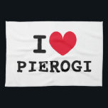 I heart pierogi funny custom kitchen towel<br><div class="desc">I heart pierogi funny custom kitchen towel. Personalizable I love template design. Fun gift idea for Polish friends,  family,  chef,  cook,  mom,  dad etc.</div>