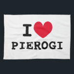 I heart pierogi funny custom kitchen towel<br><div class="desc">I heart pierogi funny custom kitchen towel. Personalizable I love template design. Fun gift idea for Polish friends,  family,  chef,  cook,  mom,  dad etc.</div>