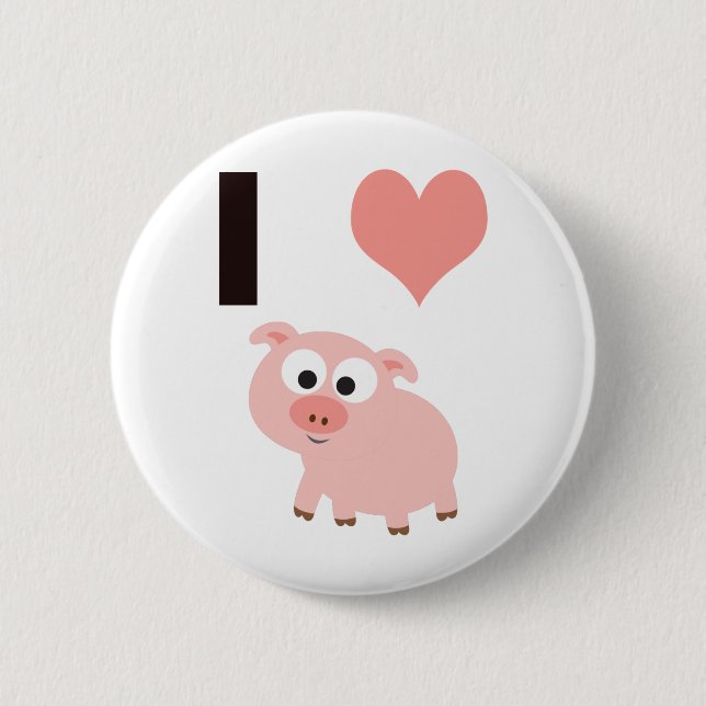 I heart pigs 2 inch round button (Front)