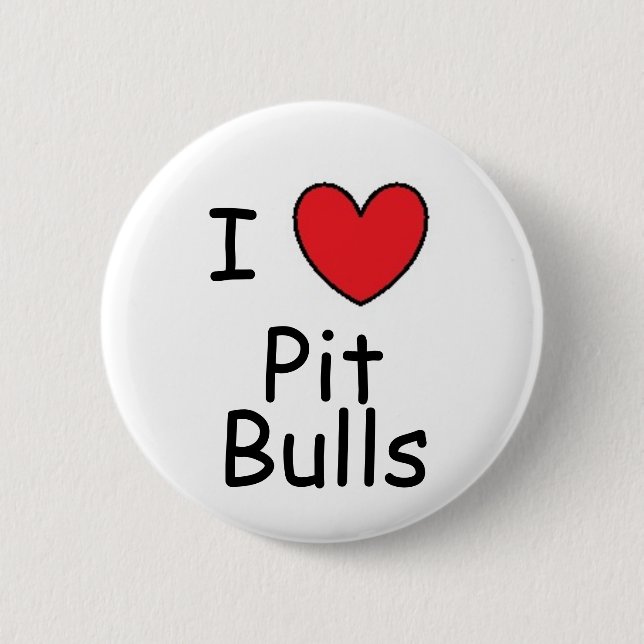I Heart Pit Bulls 2 Inch Round Button (Front)