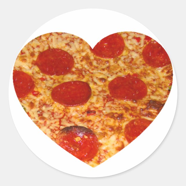 I Heart Pizza Classic Round Sticker (Front)