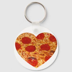 I Heart Pizza Keychain