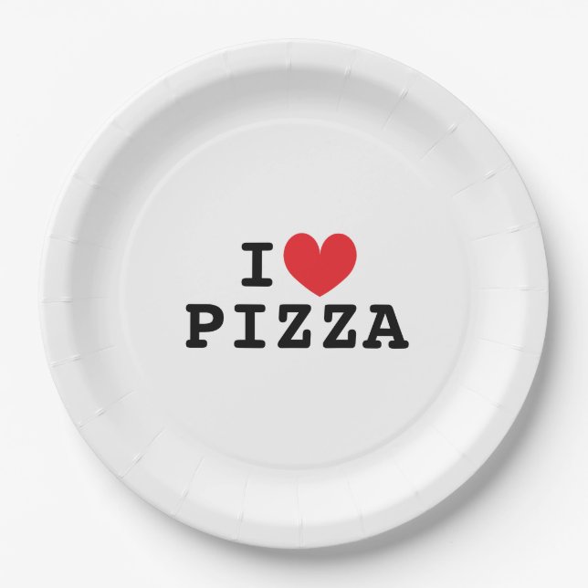 I heart Pizza paper party plates (Front)