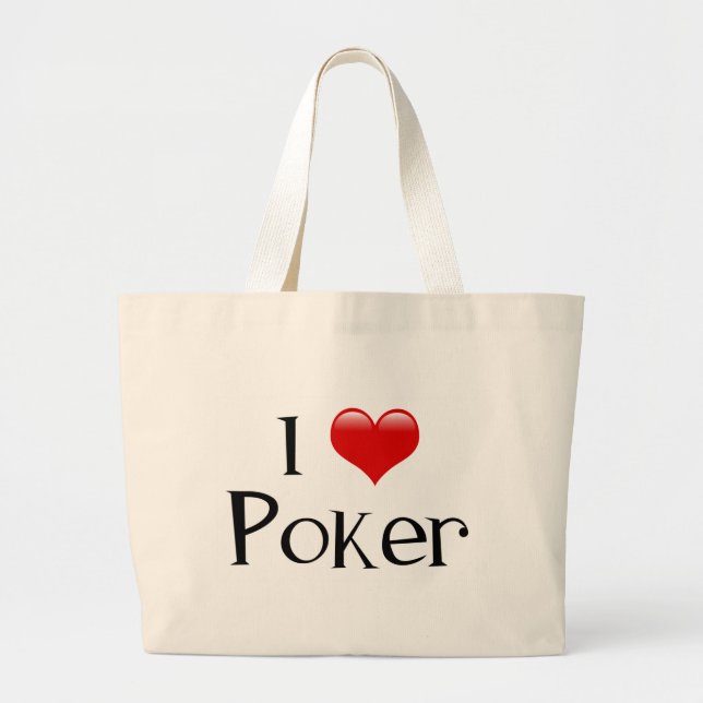 I Heart Poker Large Tote Bag (Front)