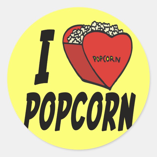 I Heart Popcorn stickers (Front)