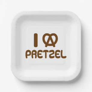 I Heart Pretzel Paper Plate