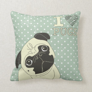 I Heart Pugs Pillow
