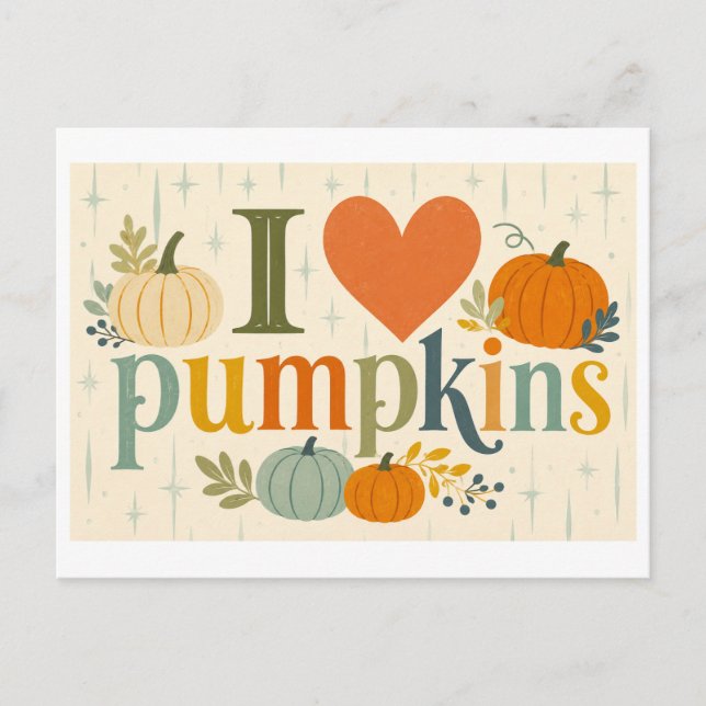 "I [Heart] Pumpkins" Postcard (Front)
