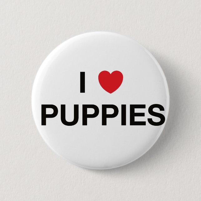 I HEART PUPPIES badge 2 Inch Round Button (Front)