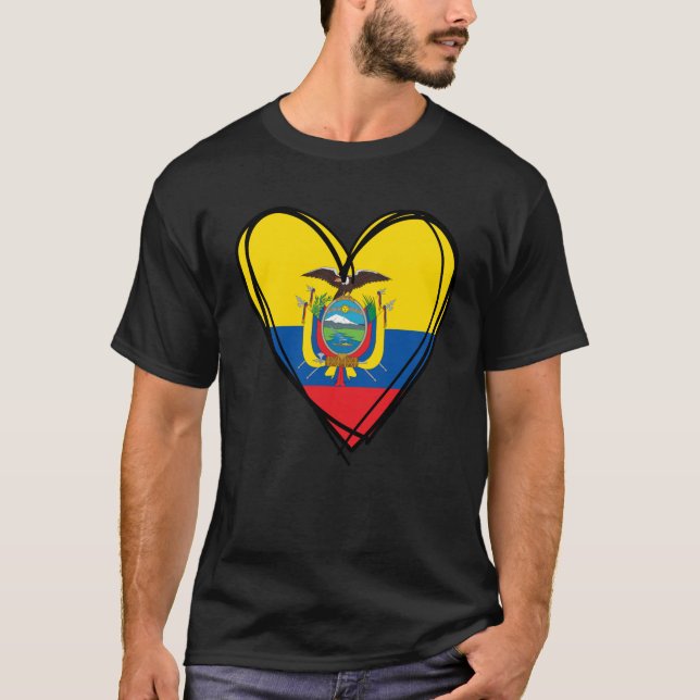 I Heart Quito And Ecuador Flag Heart Design Ecuado T-Shirt (Front)
