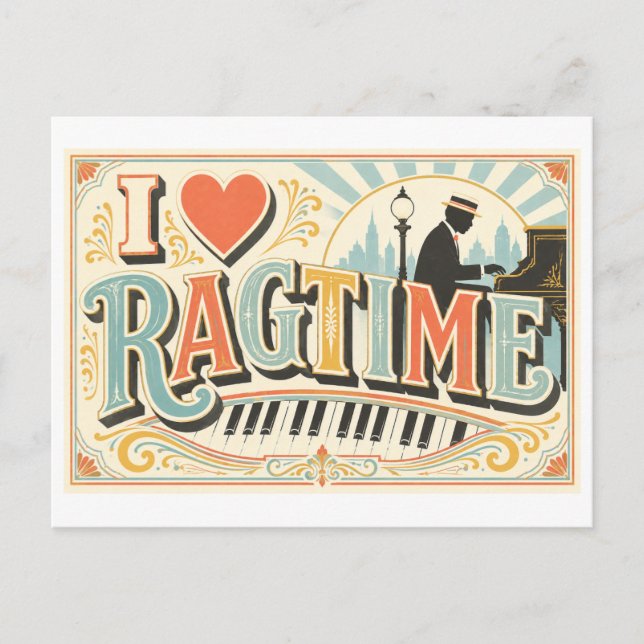 "I [Heart] Ragtime" Postcard (Front)