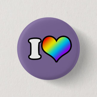 I (Heart) Rainbow 1 Inch Round Button