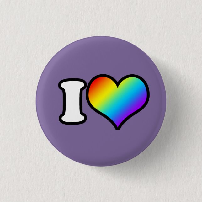I (Heart) Rainbow 1 Inch Round Button (Front)