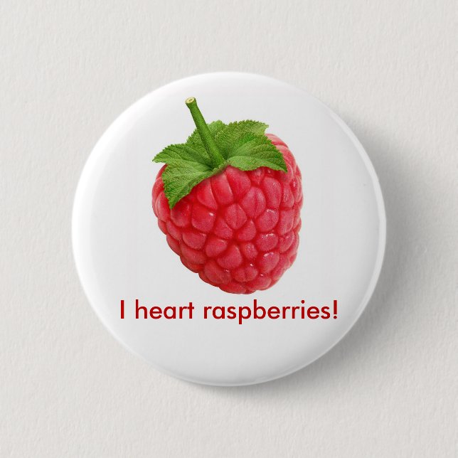 I heart raspberries! 2 inch round button (Front)