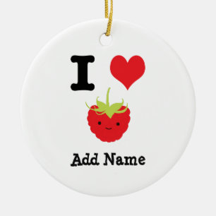 I Heart Raspberries Ceramic Ornament