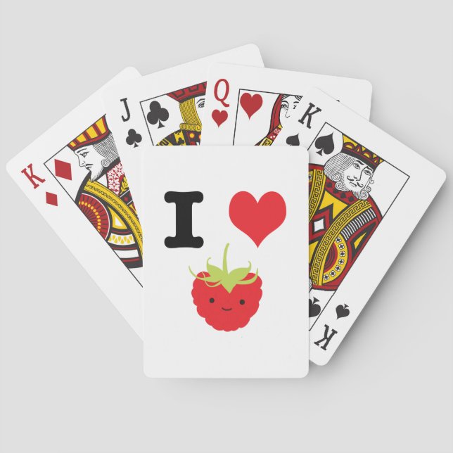 I Heart Raspberries Playing Cards (Back)