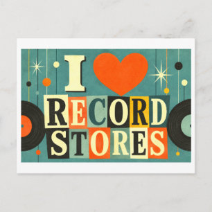 "I [Heart] Record Stores" Postcard