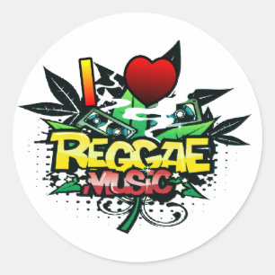I Heart Reggae Music Classic Round Sticker