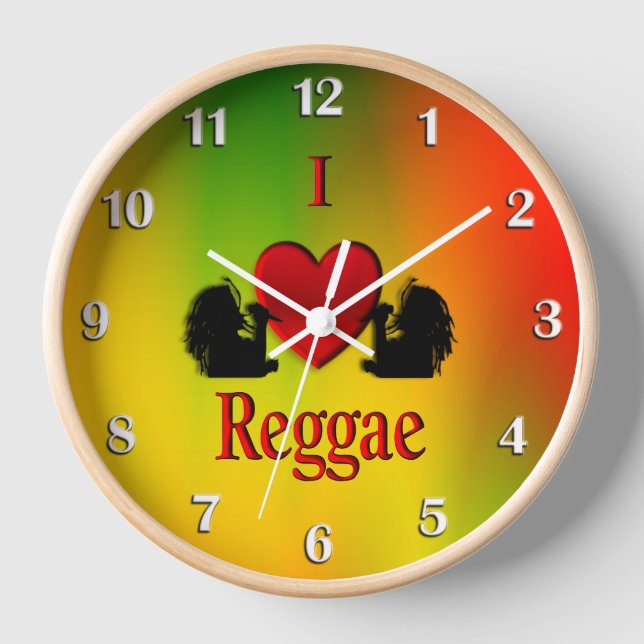 I Heart Reggae Wall Clock (Front)