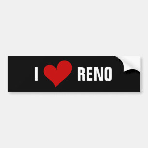 I HEART RENO, PERSONALIZED NAME BUMPER STICKER