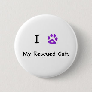 I Heart Rescued Cats 2 Inch Round Button