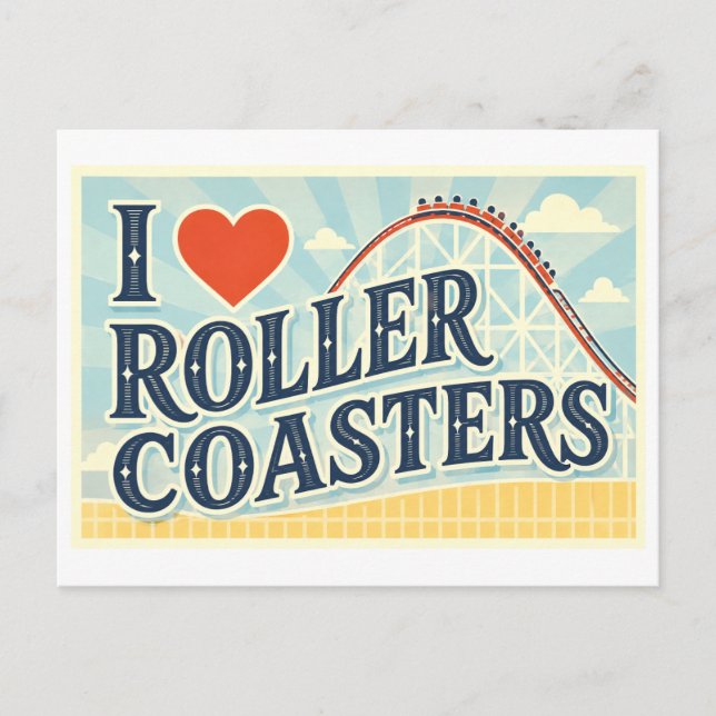 "I [Heart] Roller Coasters" Postcard (Front)