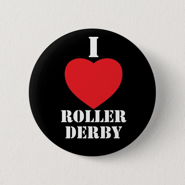 I heart Roller Derby 2 Inch Round Button (Front)