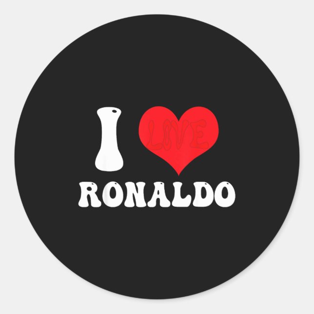 I Heart Ronaldos First Name Groovy D Valentines  Classic Round Sticker (Front)