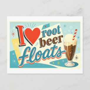 "I [Heart] Root Beer Floats" Postcard