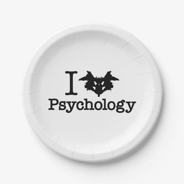 I Heart (Rorschach Inkblot) Psychology Paper Plate (Front)