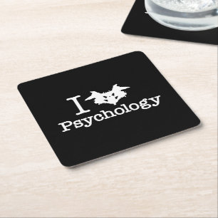 I Heart (Rorschach Inkblot) Psychology Square Paper Coaster