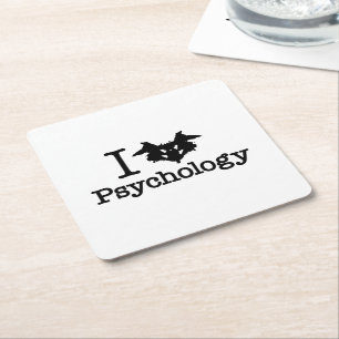 I Heart (Rorschach Inkblot) Psychology Square Paper Coaster