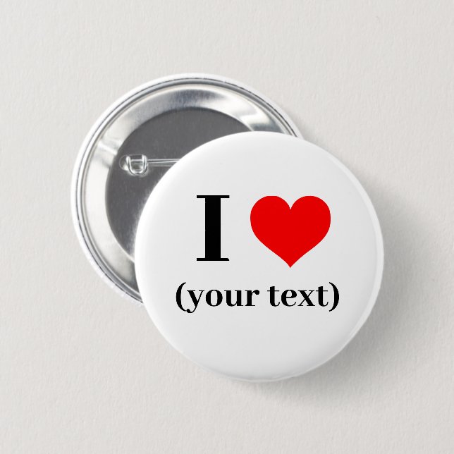 I HEART! Round Button - Standard, 2¼ Inch  (Front & Back)
