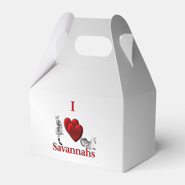 I Heart Savannah Cat Silver Favor Box (Front Side)